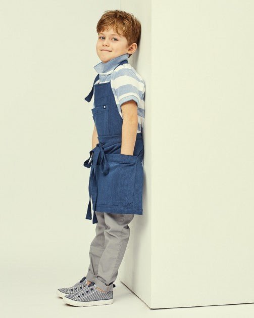 Lucio Verso Blue Denim Kids Apron - Caffeine Lab