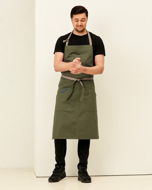 Lucio Verso Khaki Denim Classic Apron - Caffeine Lab